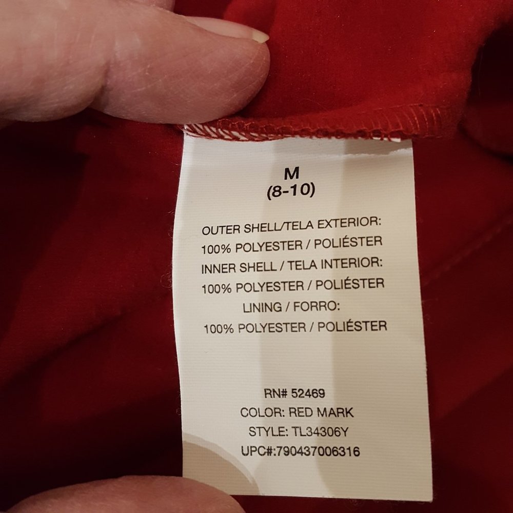 Free Tech Jacket Lined Hooded Red Size Medium 8-10 - Picture 12 of 13